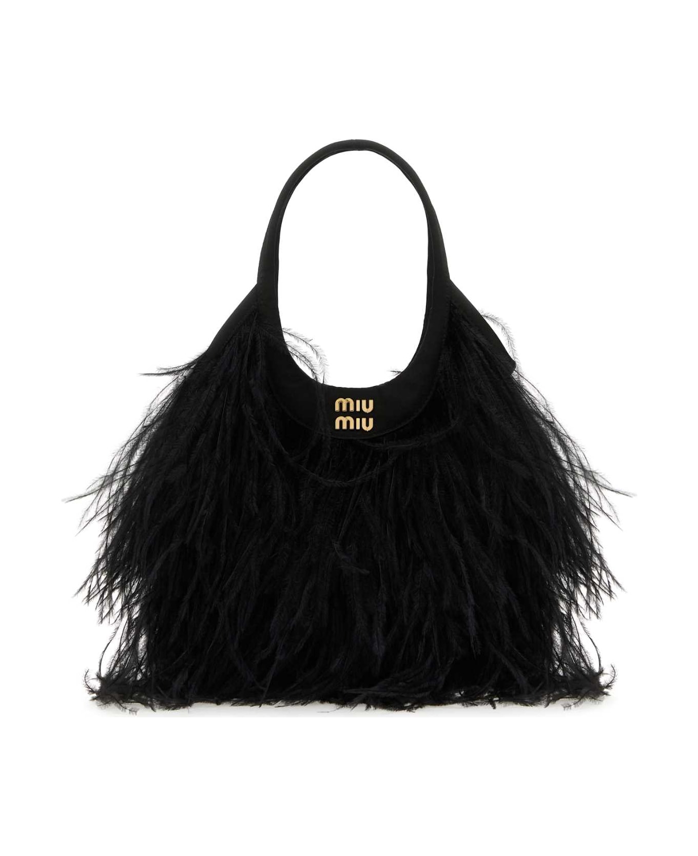 Miu Miu Embellished Satin Handbag - NERO