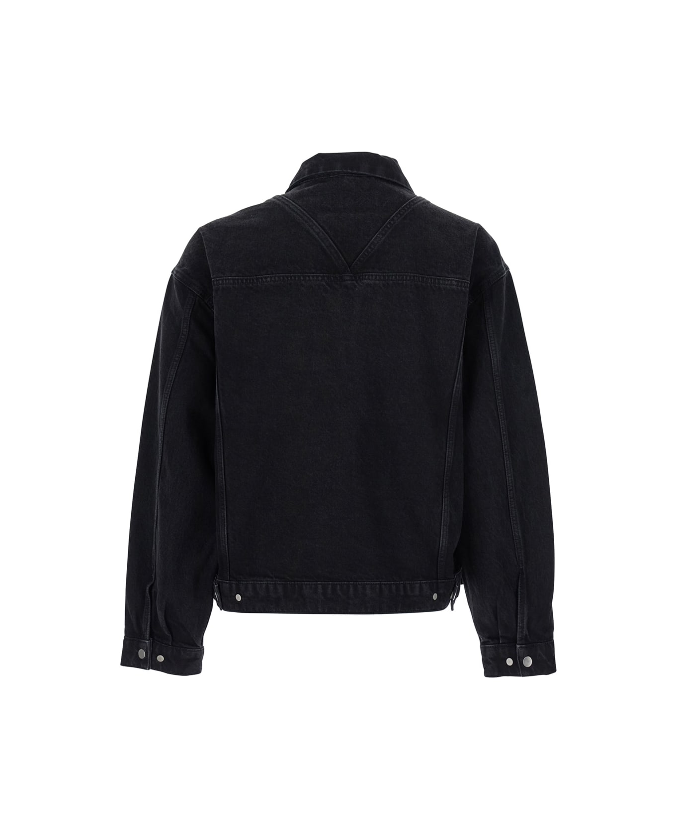 REPRESENT Black Jacket With Classic Collar And Logo Patch On The Pocket In Denim Man - Black