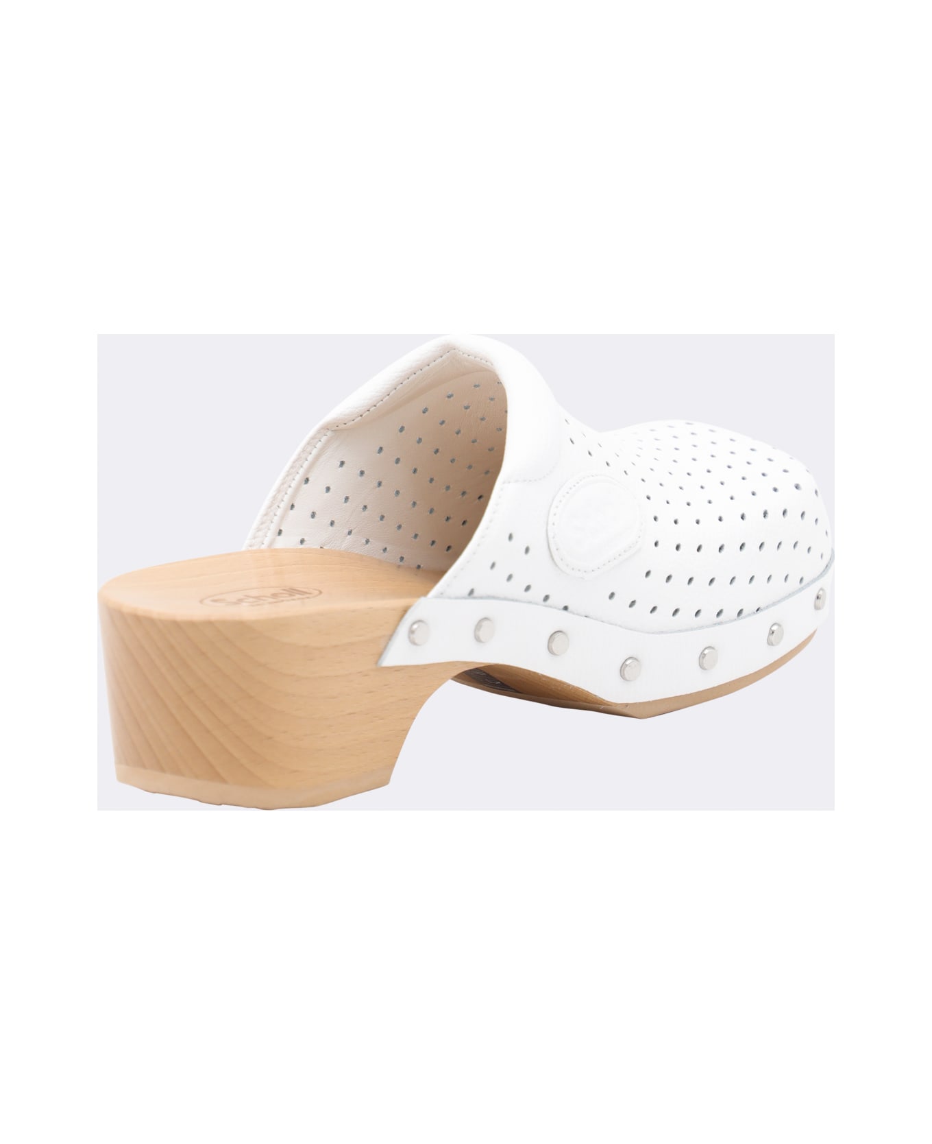 Balenciaga White Leather Scholl Sandals - White