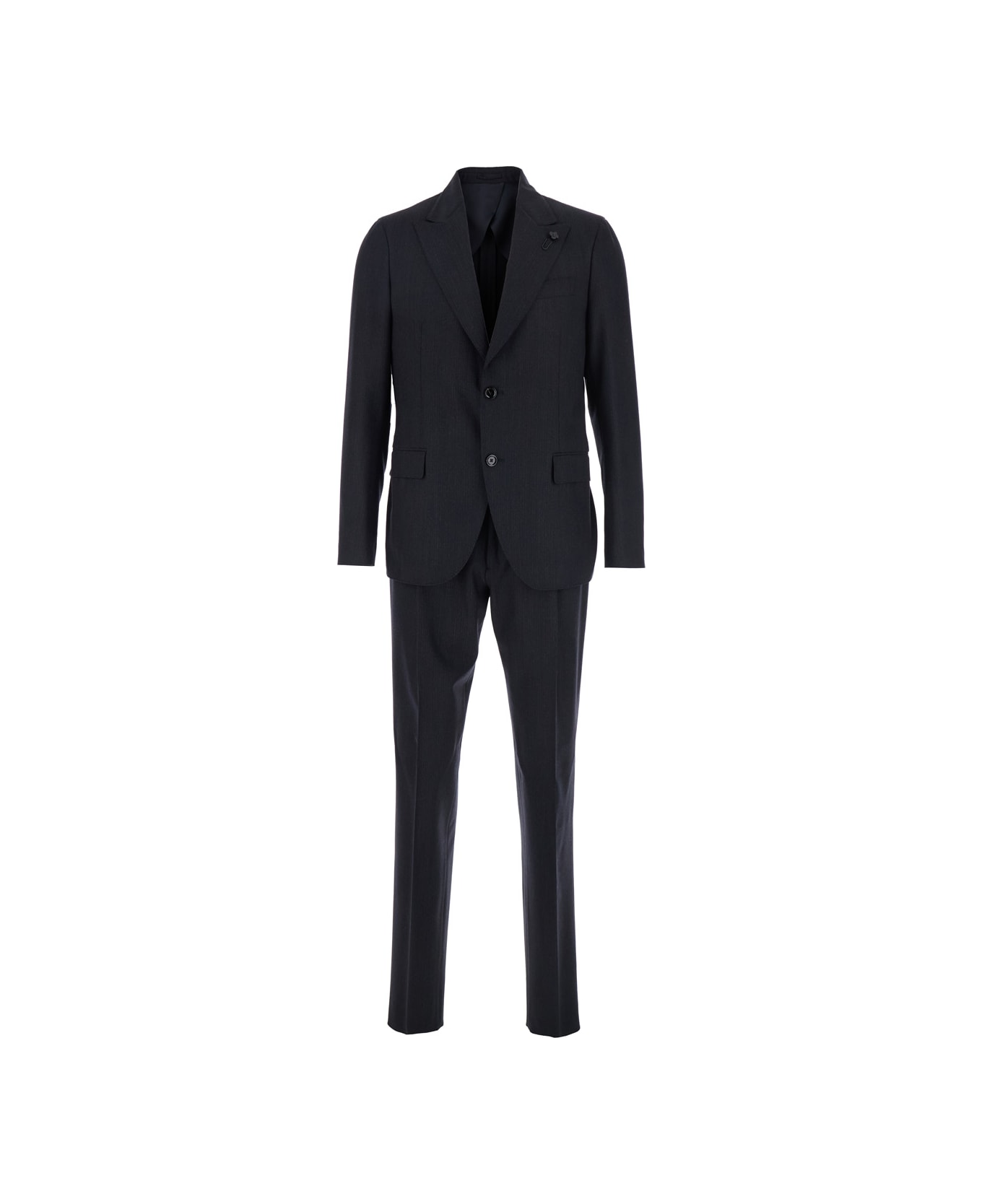 Lardini Grey Single-breasted Suit With Classic Revers In Flanel Man - Grey