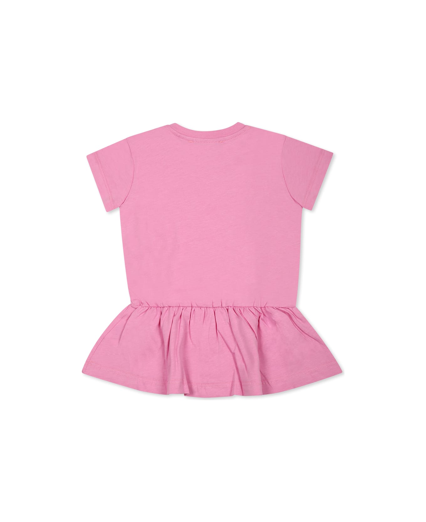 MSGM Pink Dress For Baby Girl With Logo And Flower - Pink