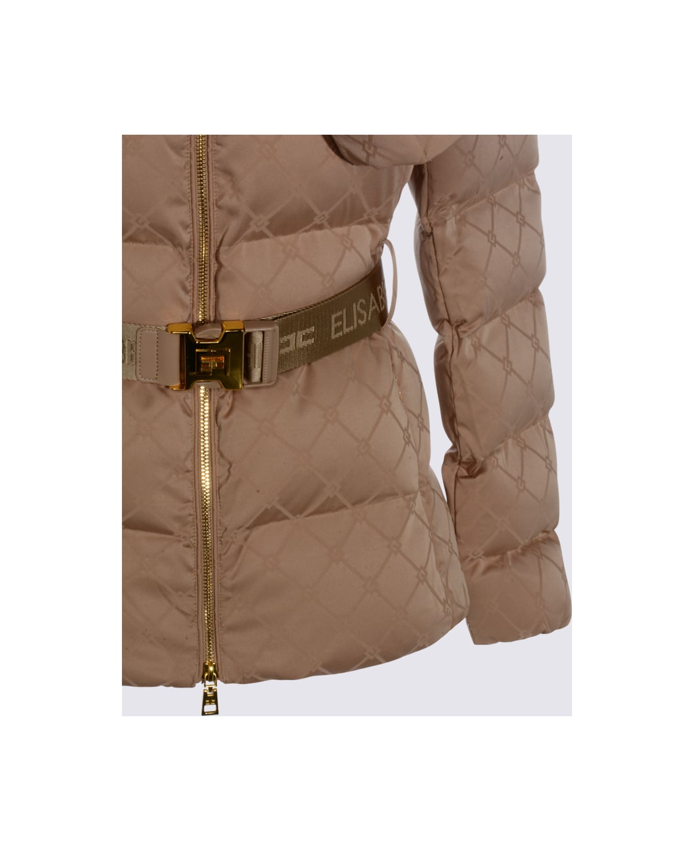 Elisabetta Franchi Brown Down Jacket - HONEY