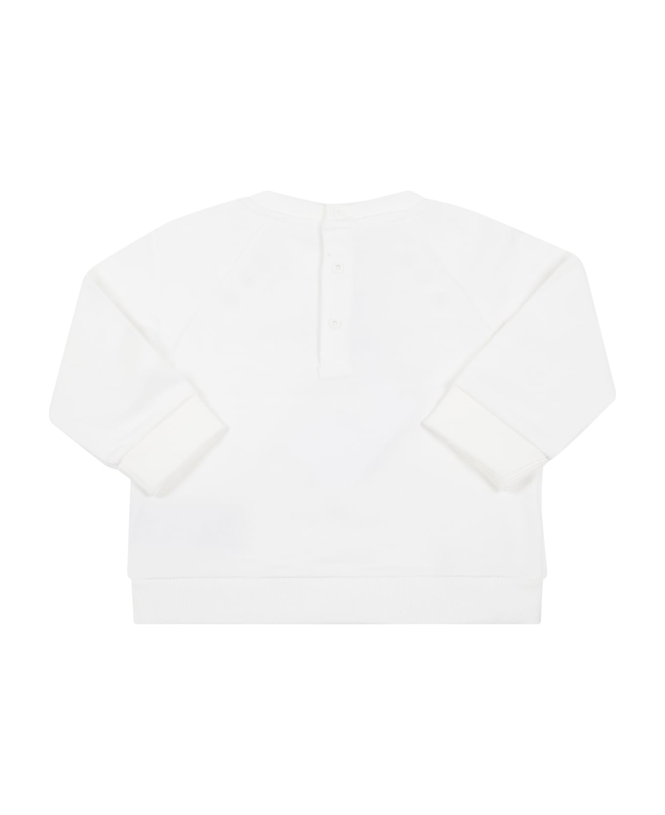 Balmain White Sweatshirt For Baby Girl With Logo - White