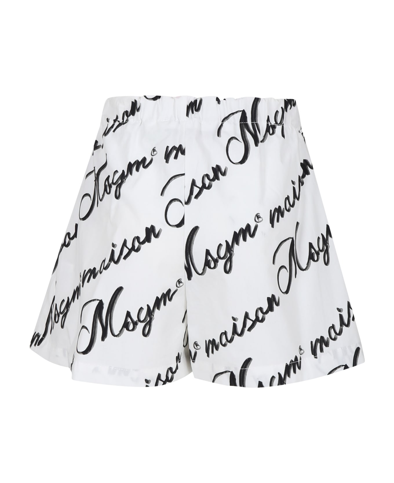 MSGM White Shorts For Girl With Logo - White ボトムス