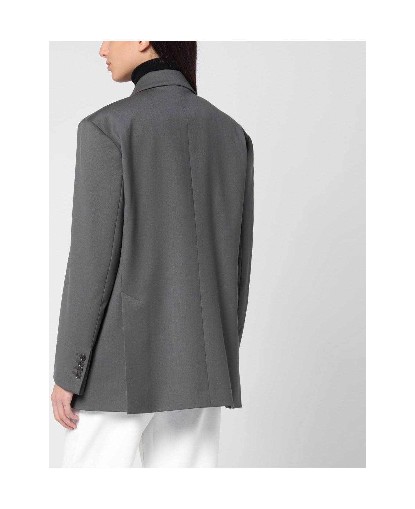 Parosh Grey Wool Double-breasted Jacket - Grey