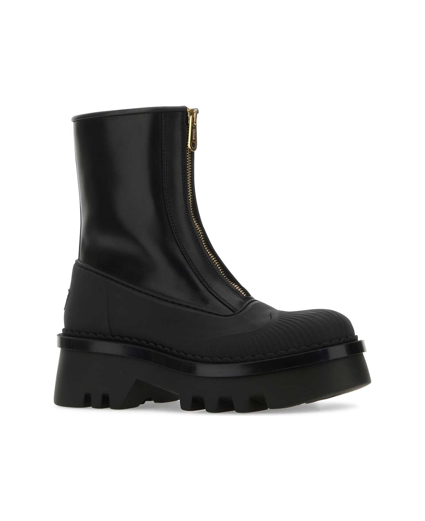 Chloé Black Leather Raina Ankle Boots - BLACK
