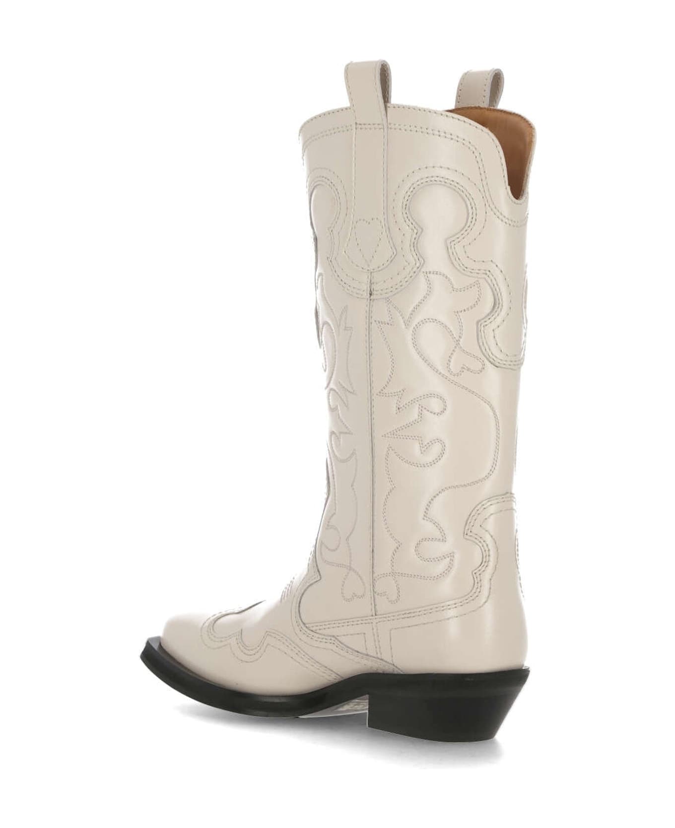 Ganni Western Boots - White