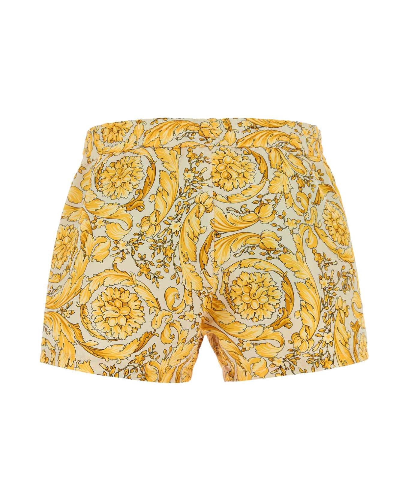 Versace Printed Polyester Swimming Shorts - CHAMPAGNE