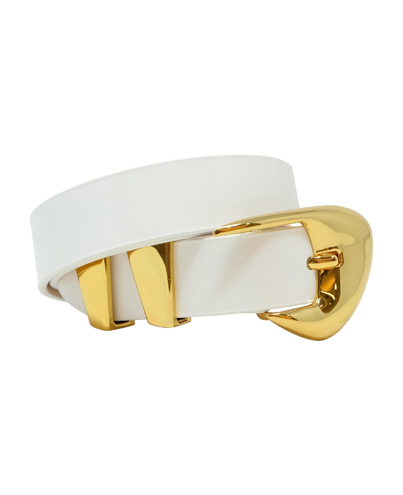 BY FAR White Patent Leather Moore Belt - WHITE