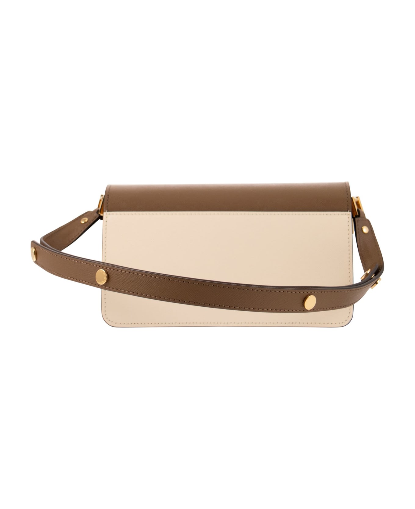 Marni White And Brown East/west Trunk Bag In Saffiano Leather - Brown