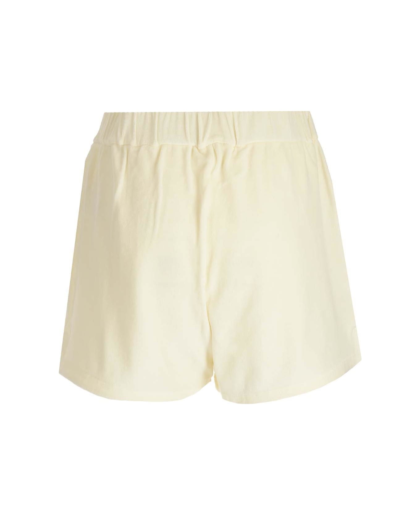 Moncler Logo Patch High Waist Shorts - Bianco