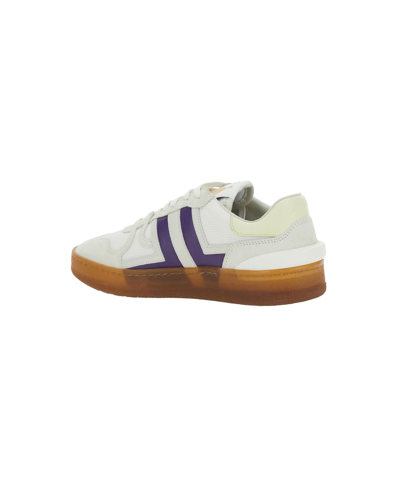 Lanvin 
clay
 White Sneaker With Mesh Inserts And Side Striped Detail In Leather Unisex - White