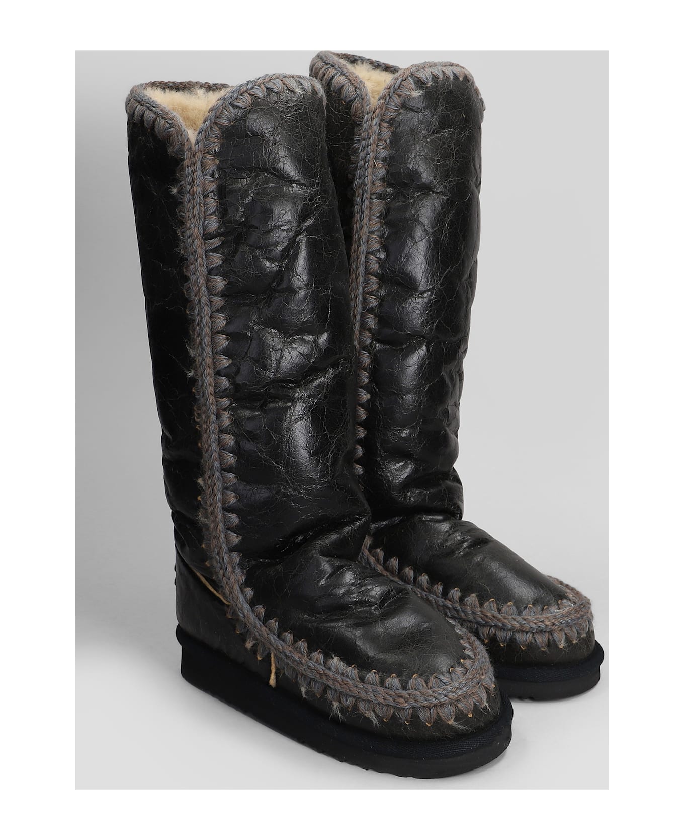 Mou Eskimo 40 Low Heels Boots In Brown Leather - brown