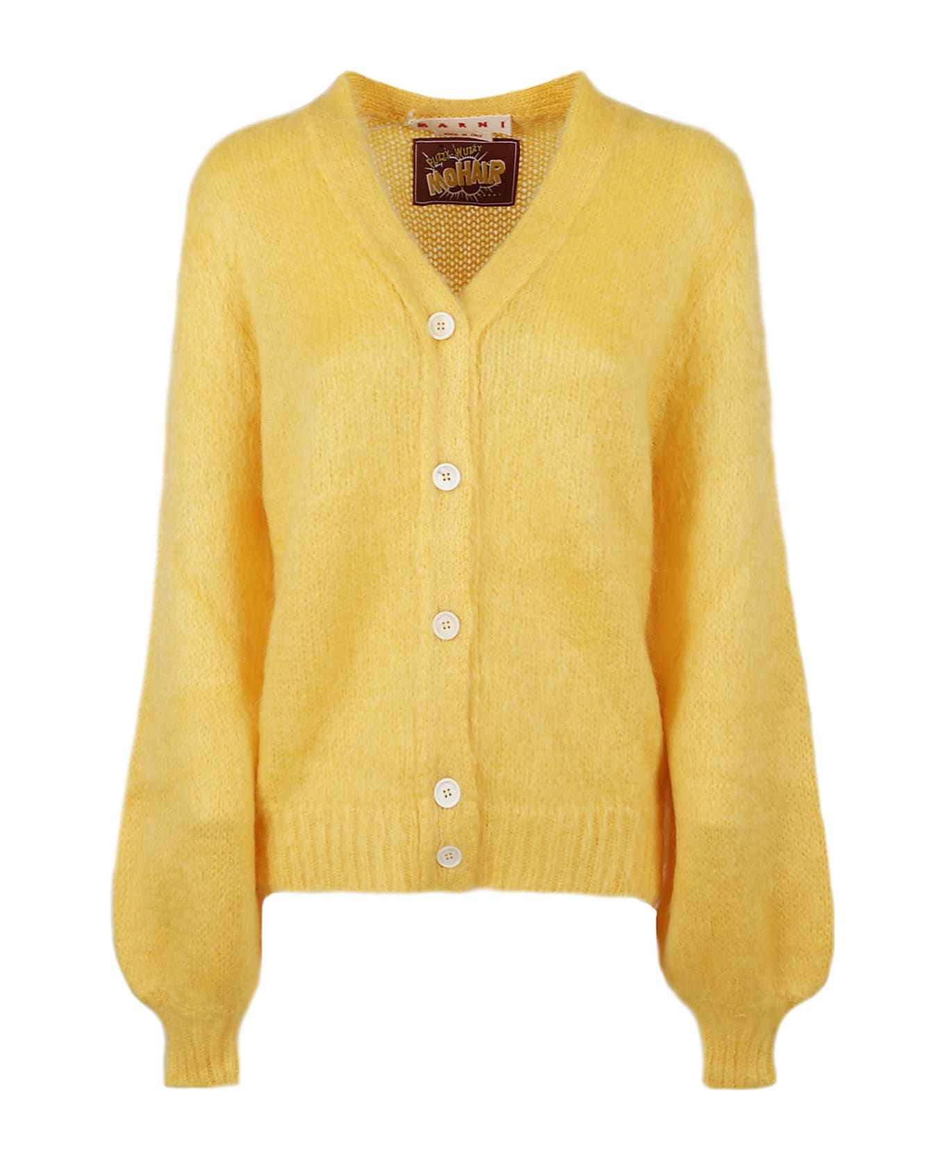Marni Solid Color Brushed Fuzzy Wuzzy Cardigan - YELLOW カーディガン