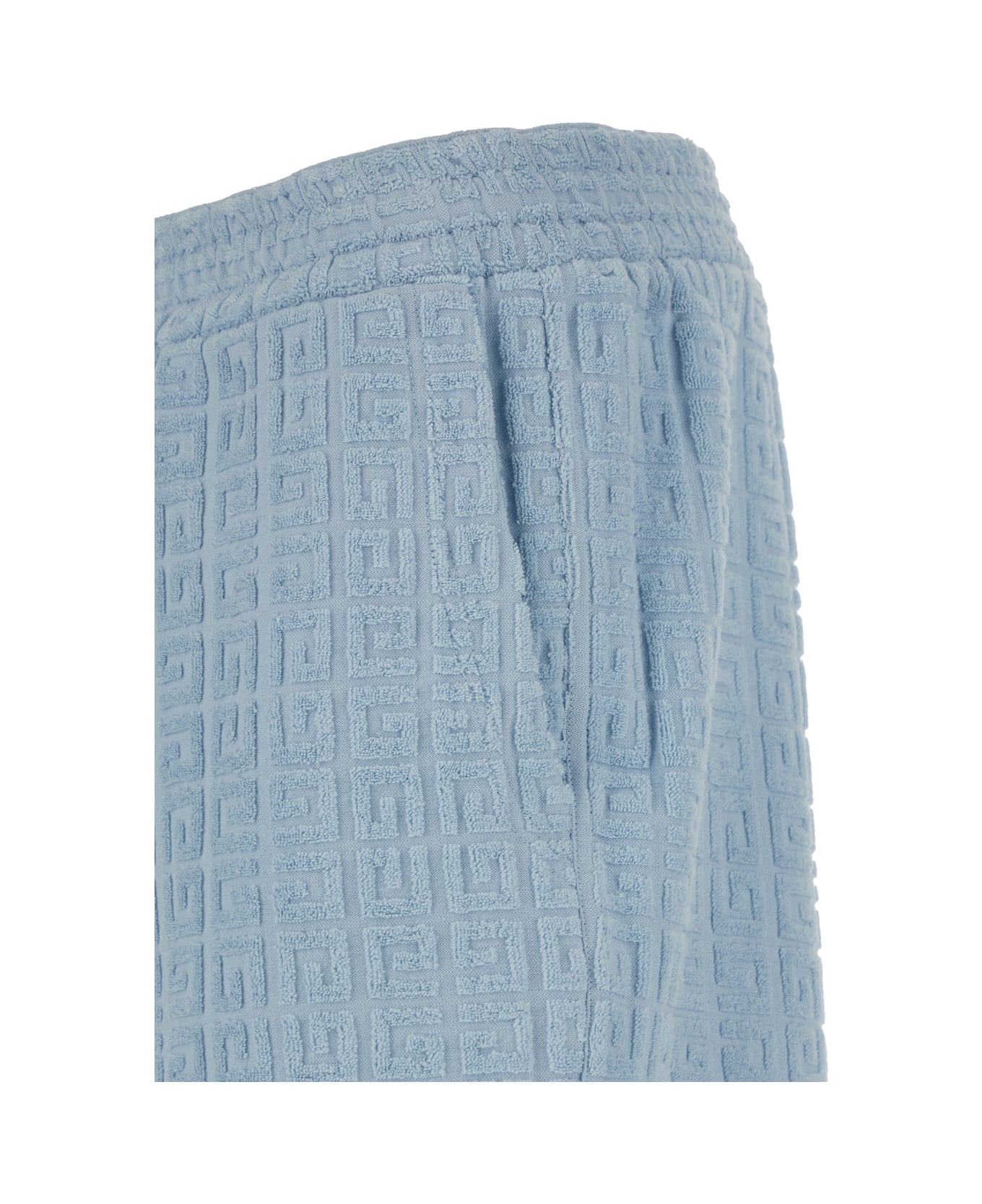 Givenchy Light Blue Bermuda Shorts With 4g Motif In Cotton Blend Man - Light blue