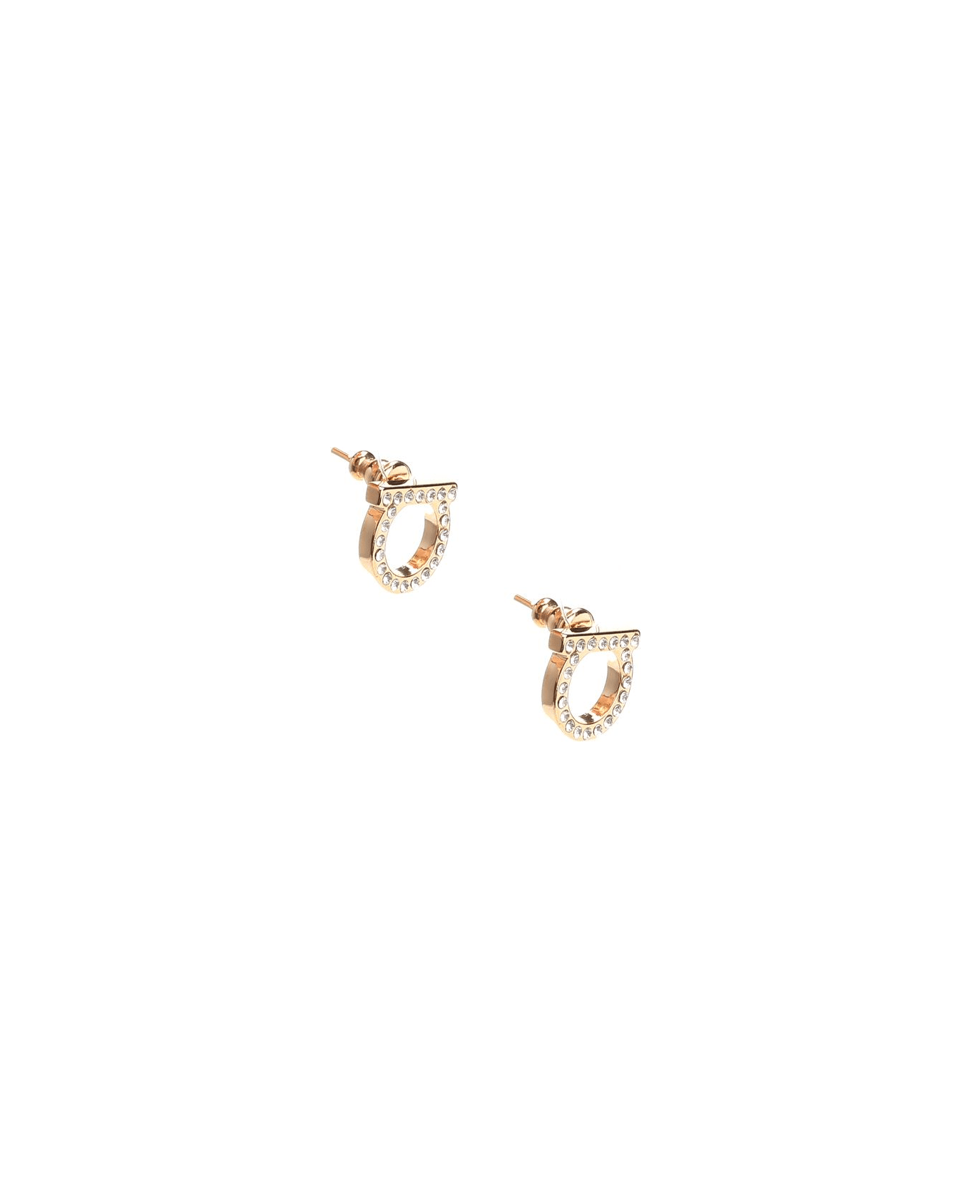 Ferragamo Gancini Crystals Large Earrings - Golden