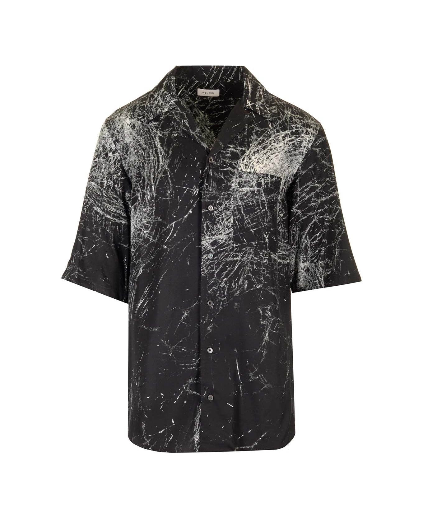 Alexander McQueen Hawaiian Shirt Smashed Screen - Black