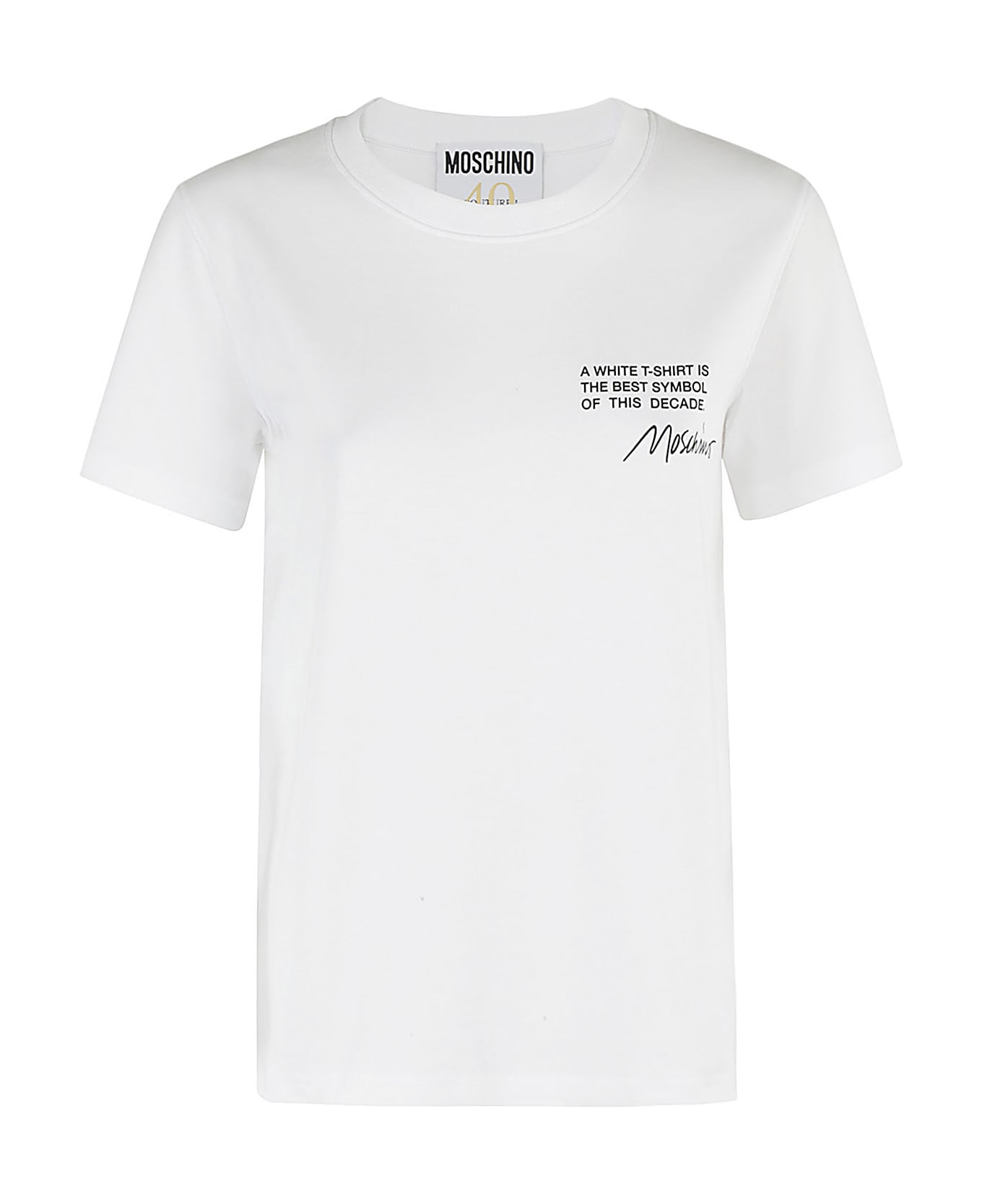Moschino Interlock Di Cotone - Fantasia Bianco Tシャツ
