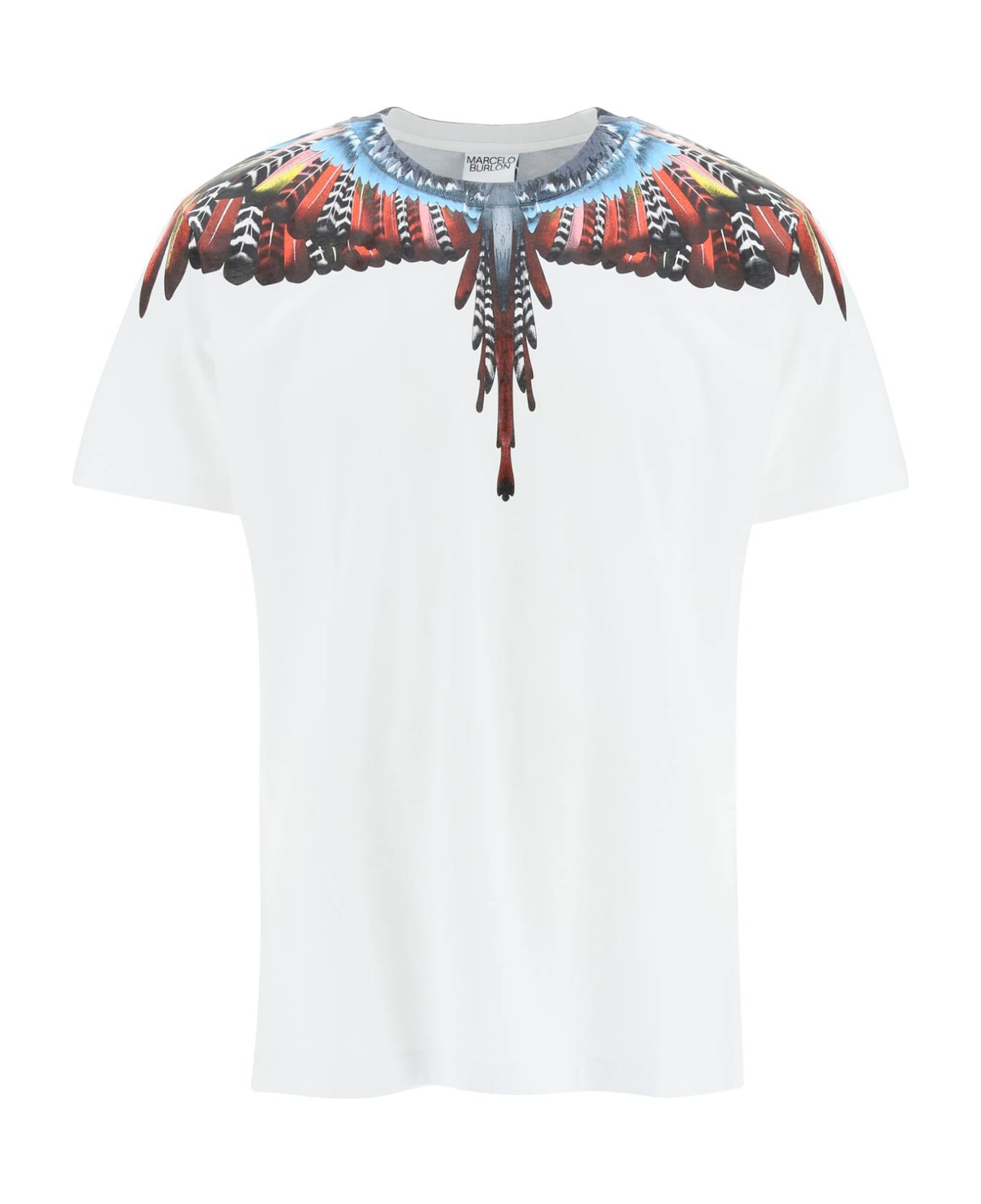 Marcelo Burlon T-shirt With Multicolor Wings - White Red