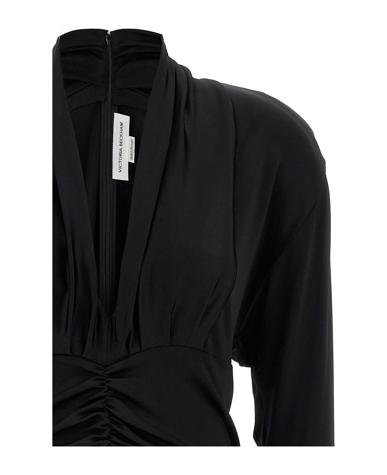 Victoria Beckham 
long Sleeve Ruched Mini
 Dress - Black  