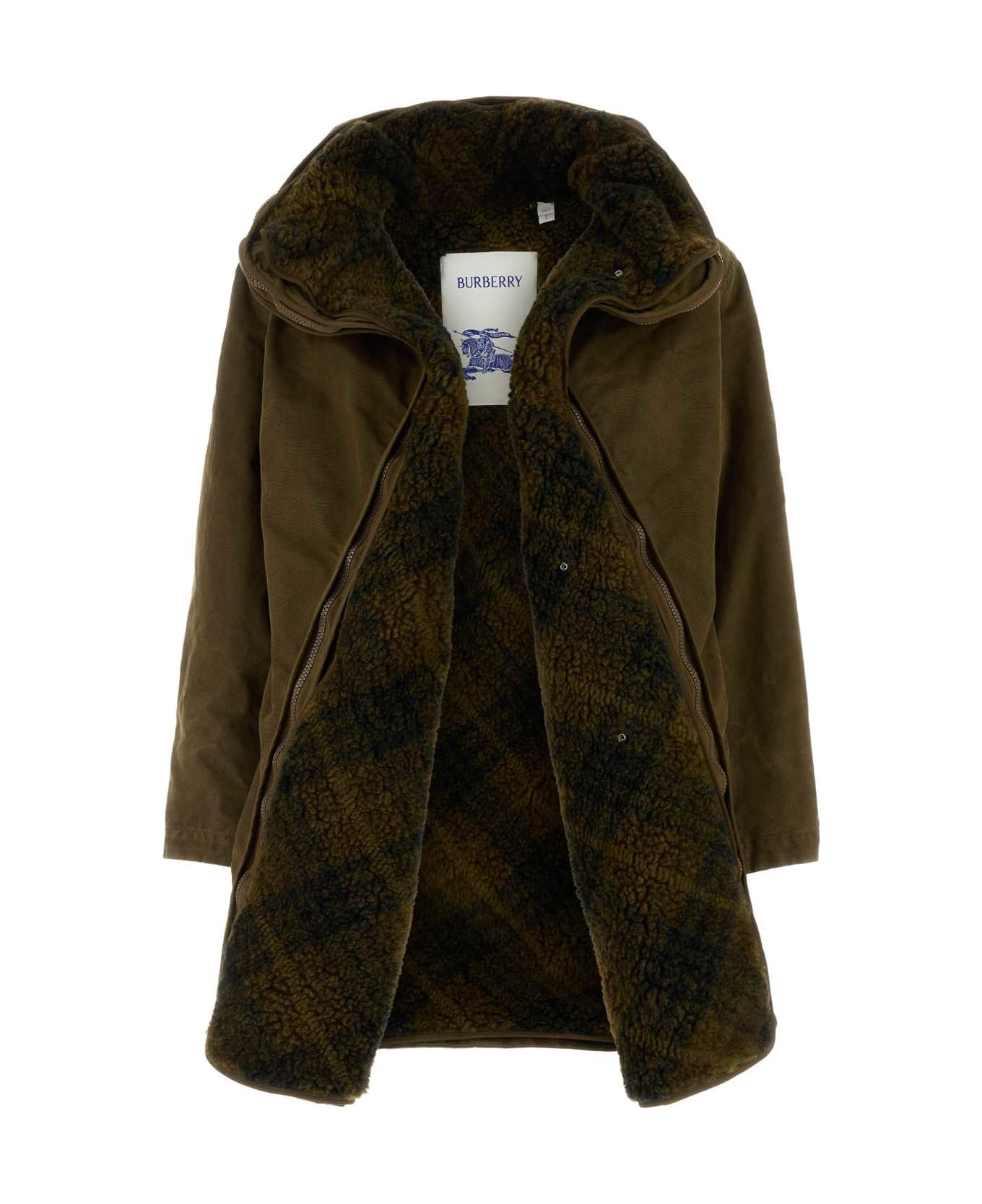 Burberry Army Green Gabardine Reversible Jacket - BISON
