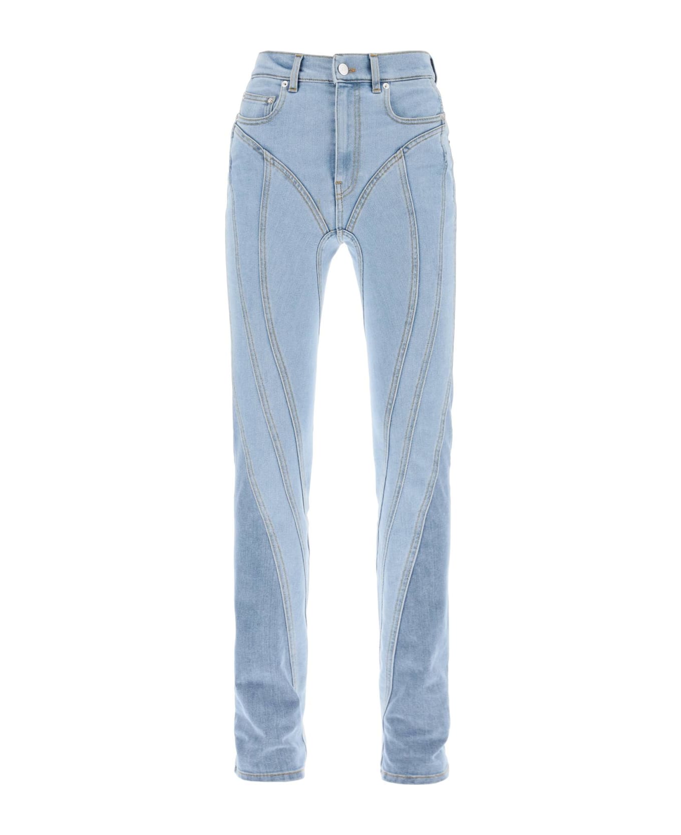 Mugler Spiral Two-tone Skinny Jeans - LIGHT BLUE LIGHT BLUE (Blue) デニム