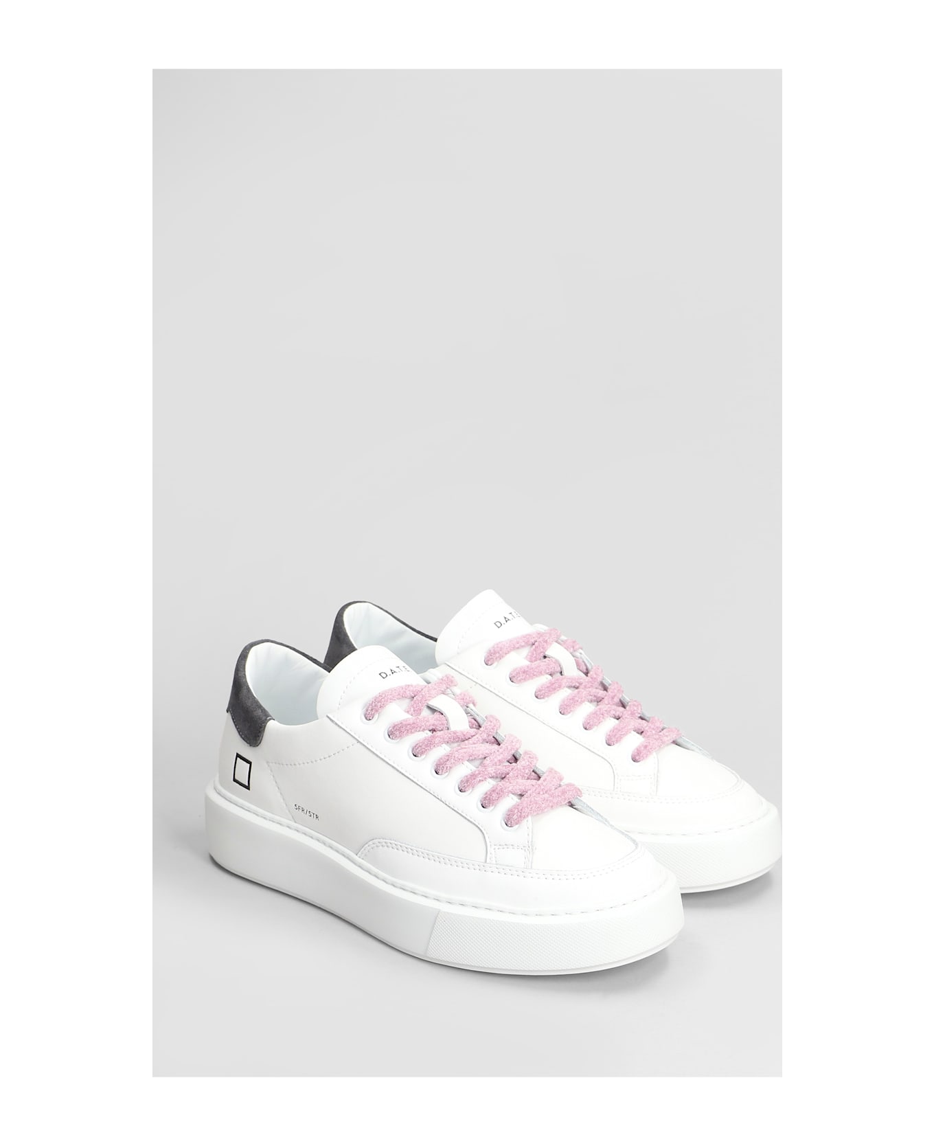 D.A.T.E. Sfera Stripe Sneakers In White Leather - white