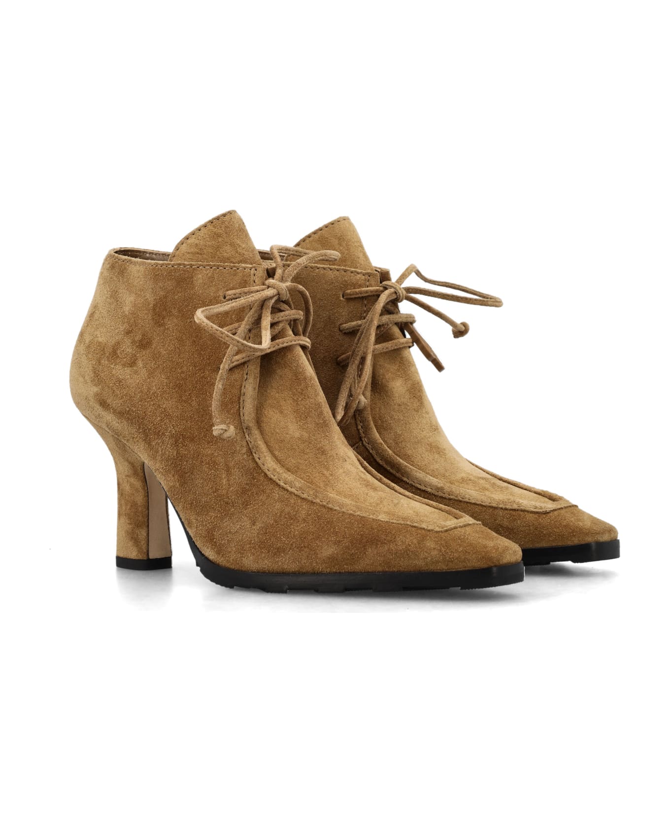 Burberry London Sovereign Suede Lace-up Booties - JUTE