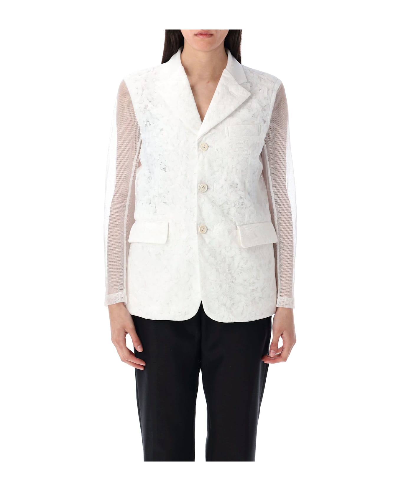Comme des Garçons Semi-sheer Panelled Blazer - WHITE