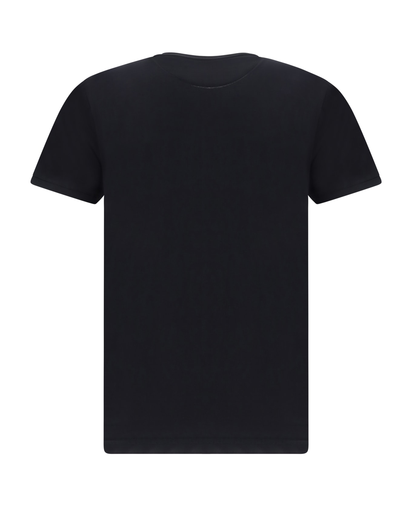 Fendi T-shirt With Leather Logo Patch - Nero