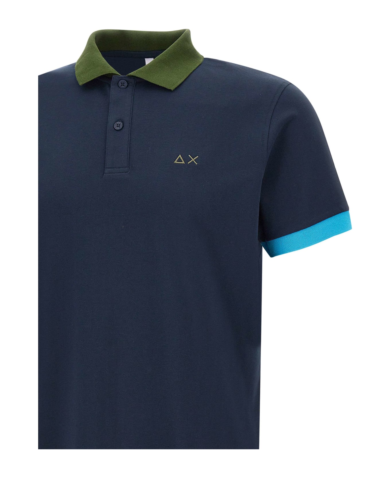 Sun 68 "3-colors" Cotton Polo Shirt - BLUE