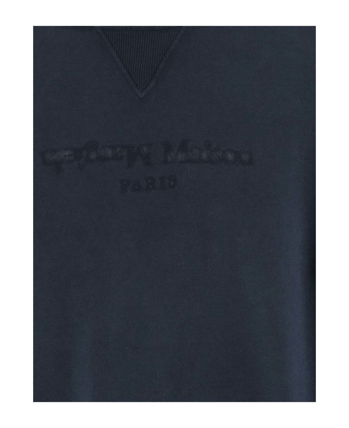 Maison Margiela Cotton Sweatshirt With Logo - Blue
