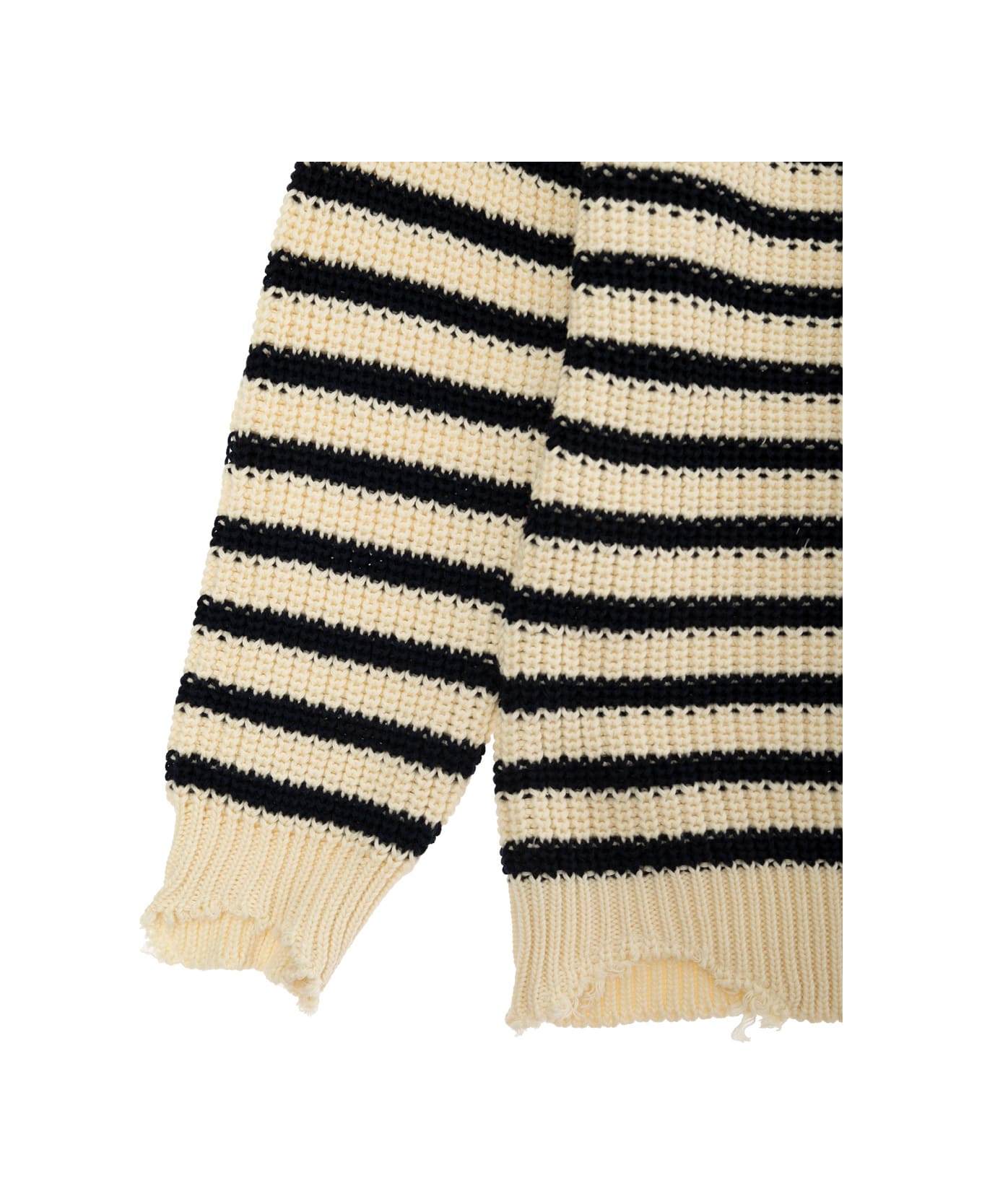 Marni Blue Sweater With Stripes And Distressed Effect In Cotton Girls - Blu