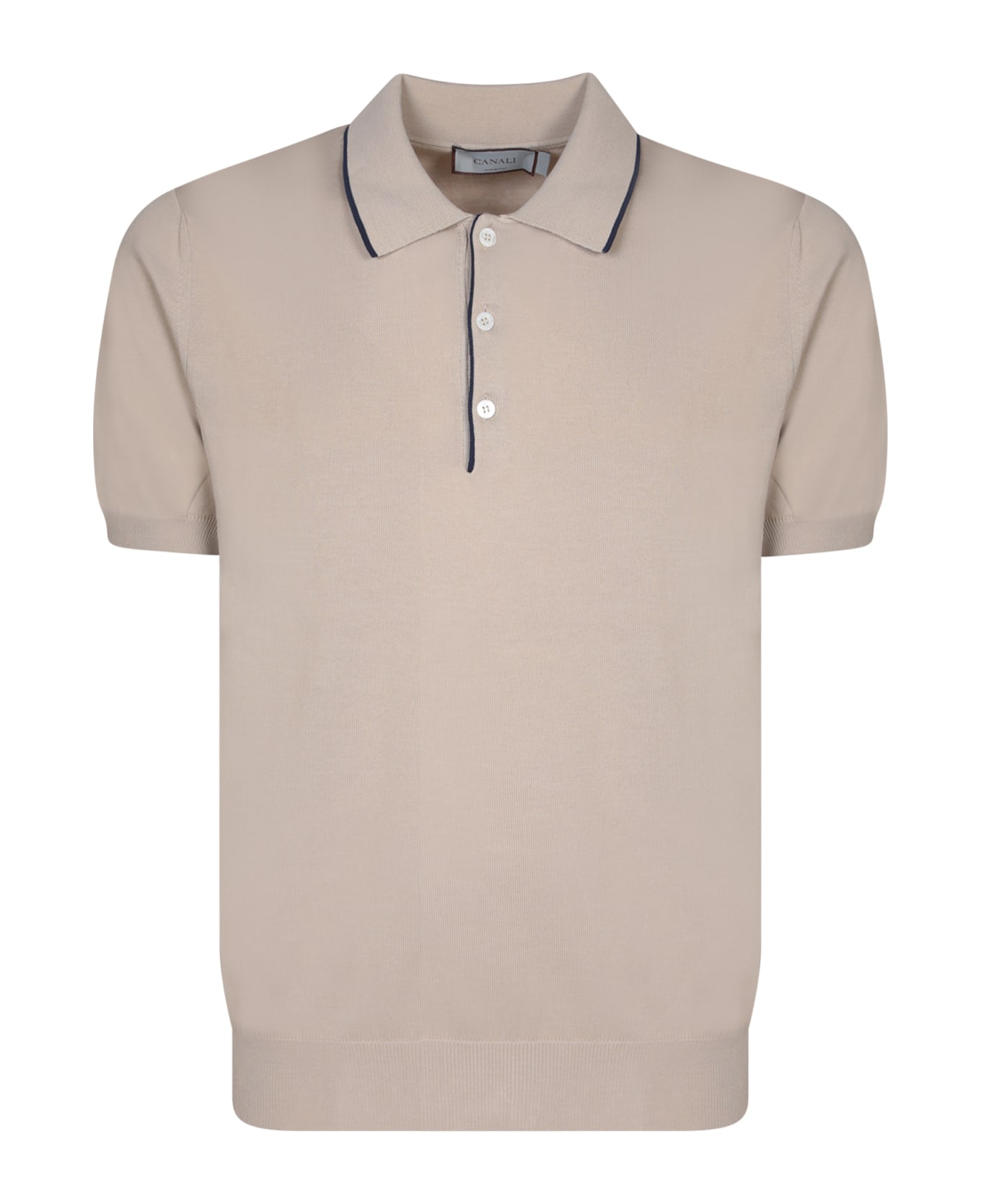 Canali Edges Blue/beige Polo Shirt - Beige