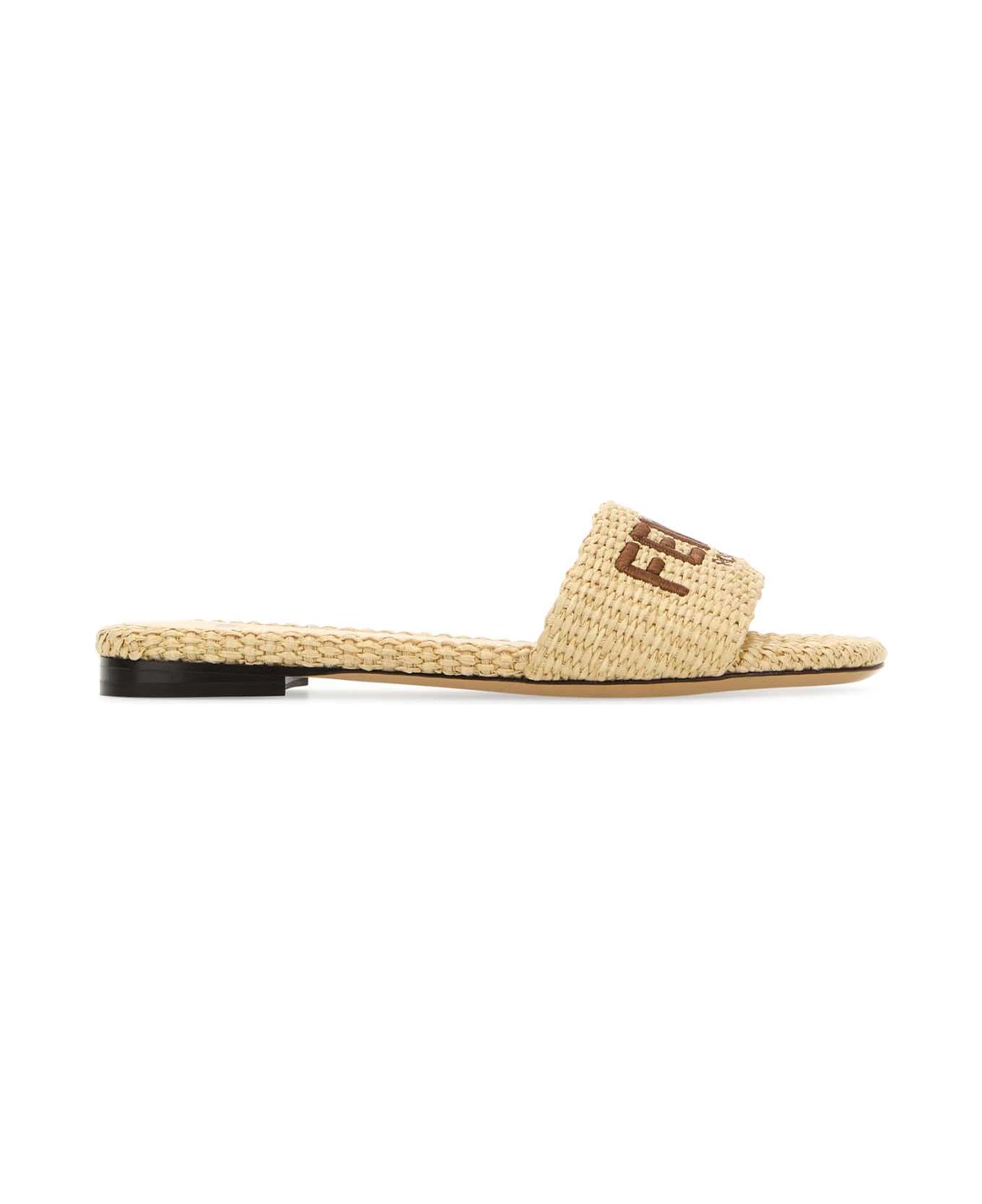 Fendi Raffia Signature Slippers - ALCHEMYGIANDUIA