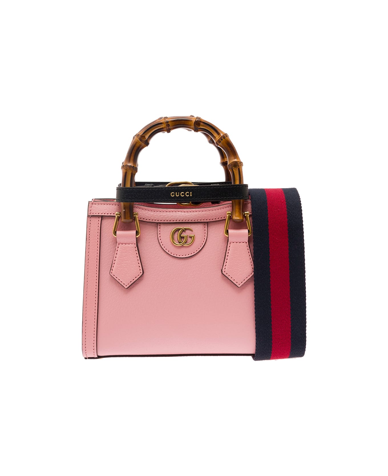 Gucci 'diana' Mini Pink Shopping Bag With Bamboo Handles And Double G Detail In Leather Woman