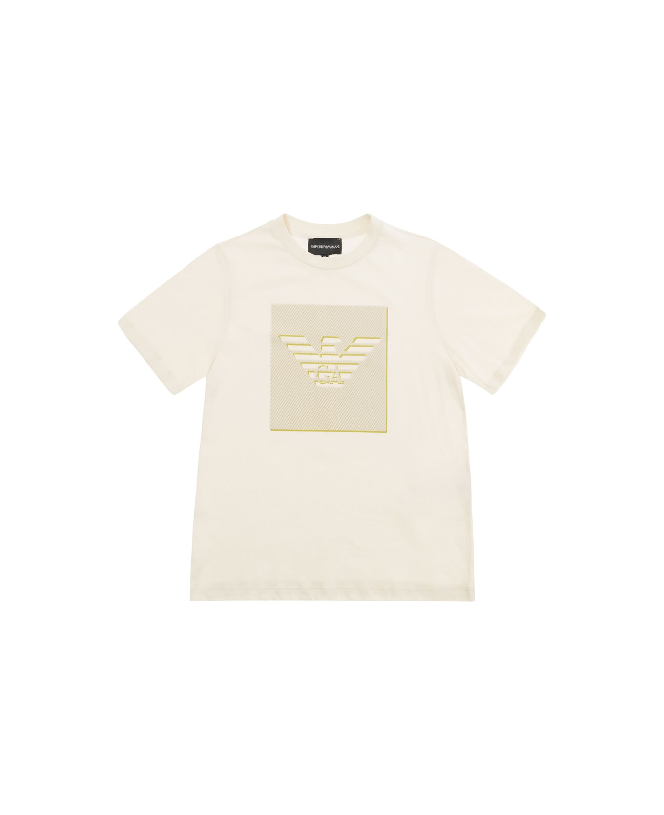 Emporio Armani Beige T-shirt With Front Logo In Cotton Boy - Beige