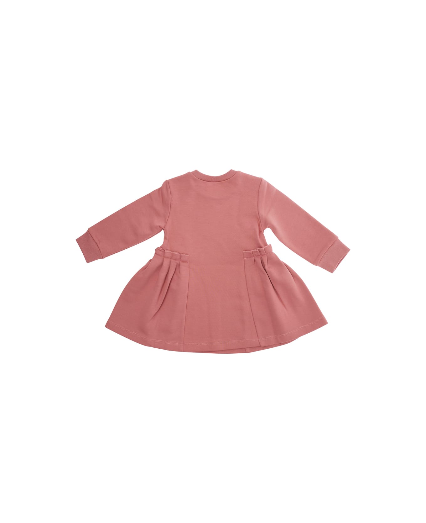 Marni Pinkdress With Logo On Front And Flared Skirt In Cotton Baby - Pink