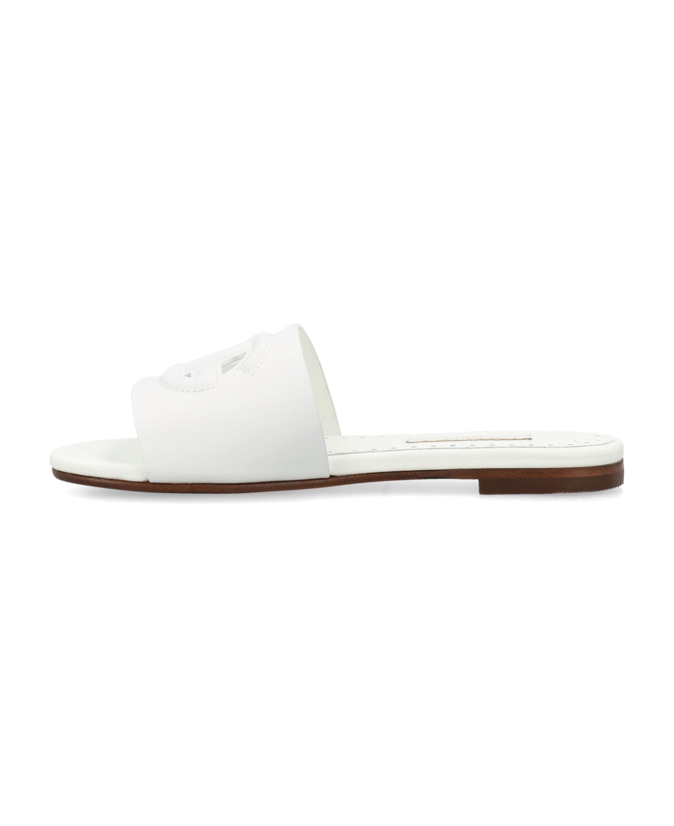 Dolce & Gabbana Leather Dg Millennials Sliders - WHITE
