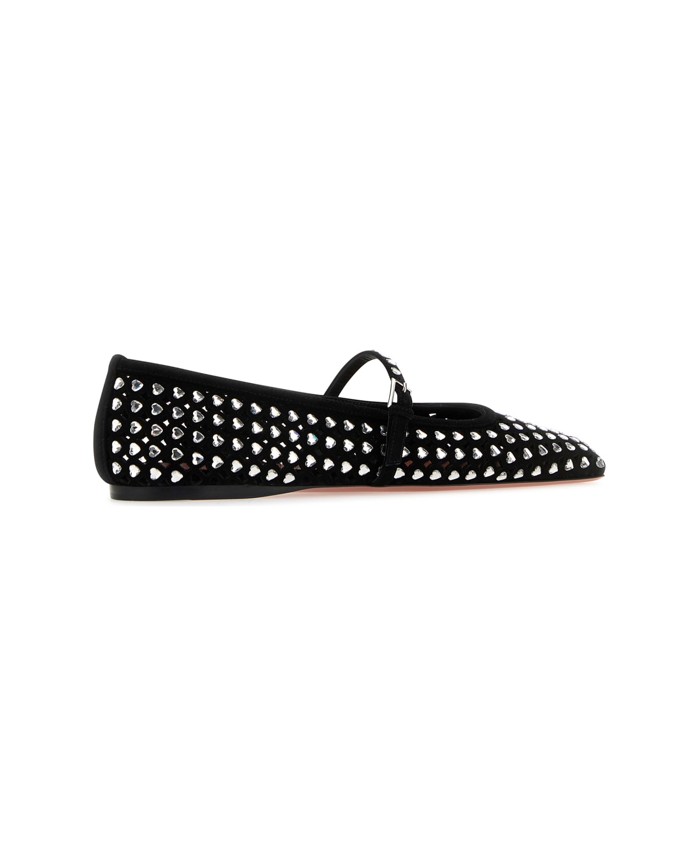Amina Muaddi Ane Crystal Heart Flat - BLAWHICRY