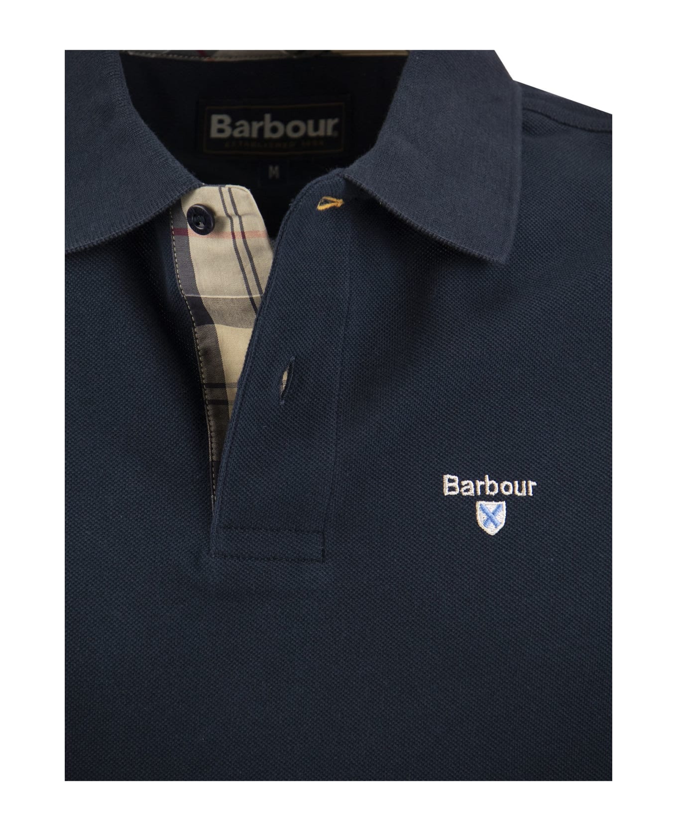 Barbour Tartan Pique Polo Shirt - Navy Blue