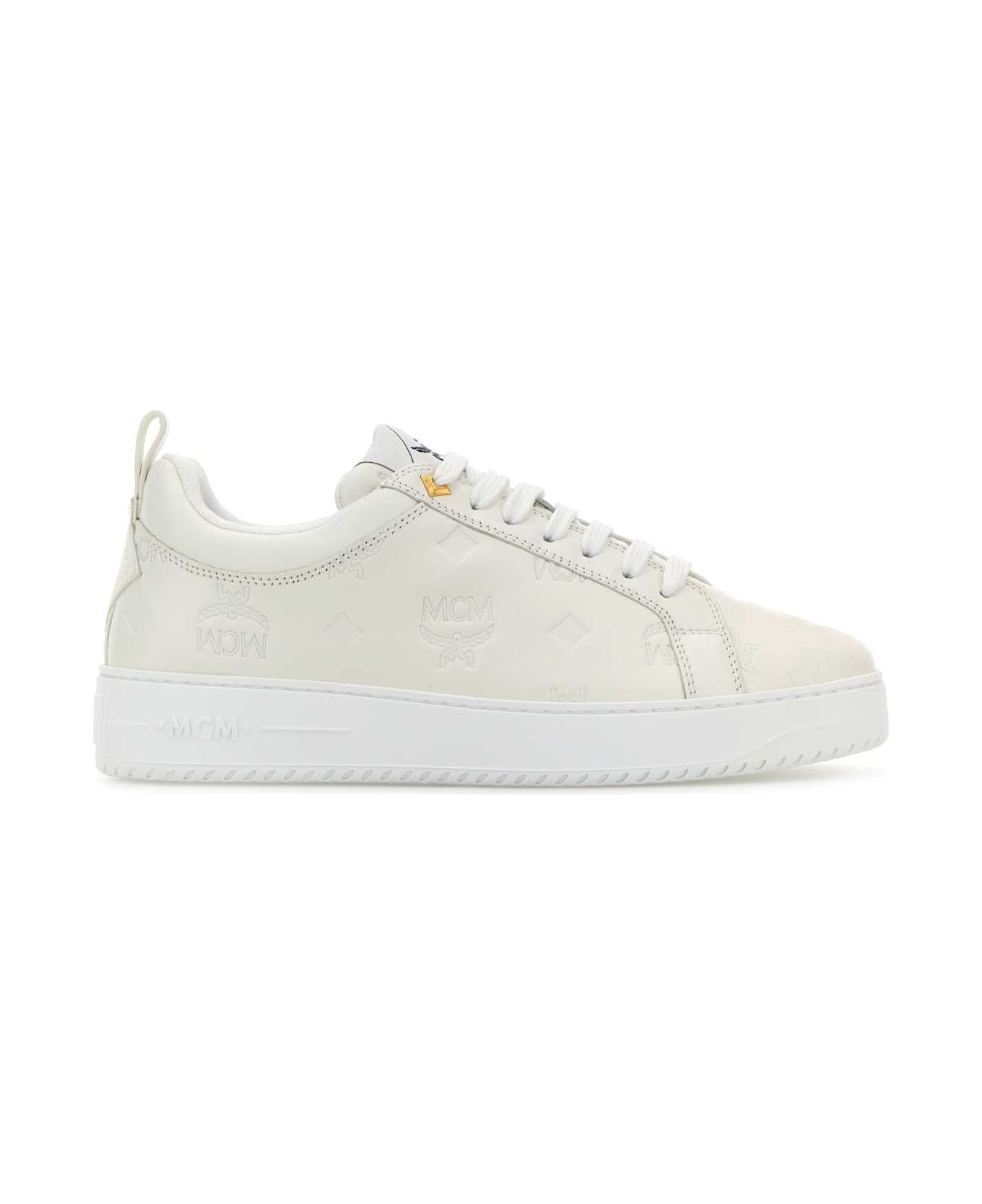 MCM White Leather New Terrain Sneakers - EGRET