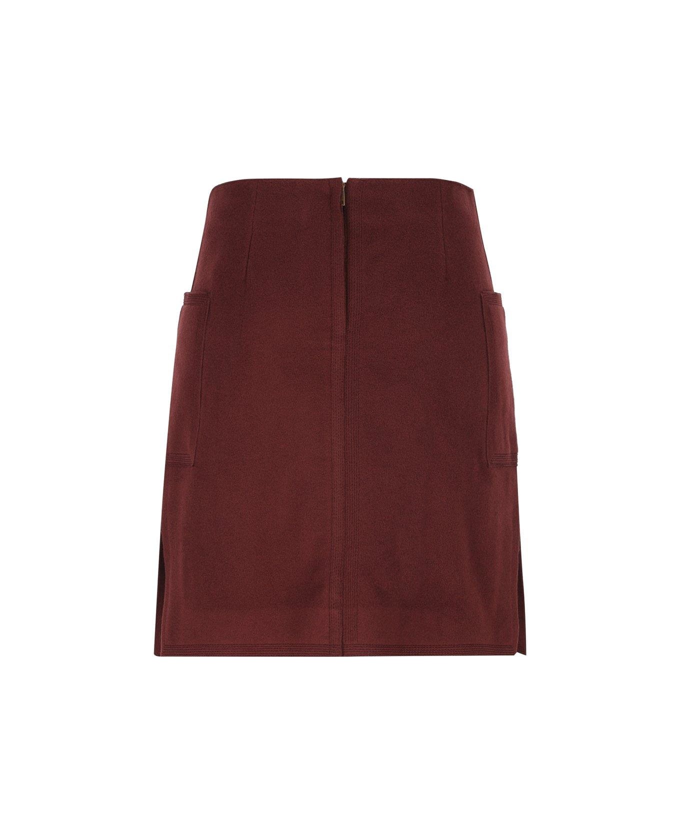 Etro Metallic Printed Mini Skirt - Burgendy