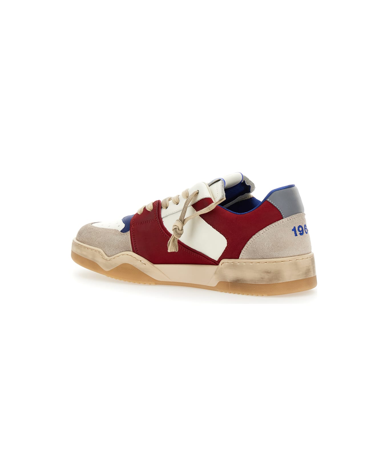 Dsquared2 Red Sneakers With Suede Inserts And Embossed Logo On The Side In Leather Man - Red
