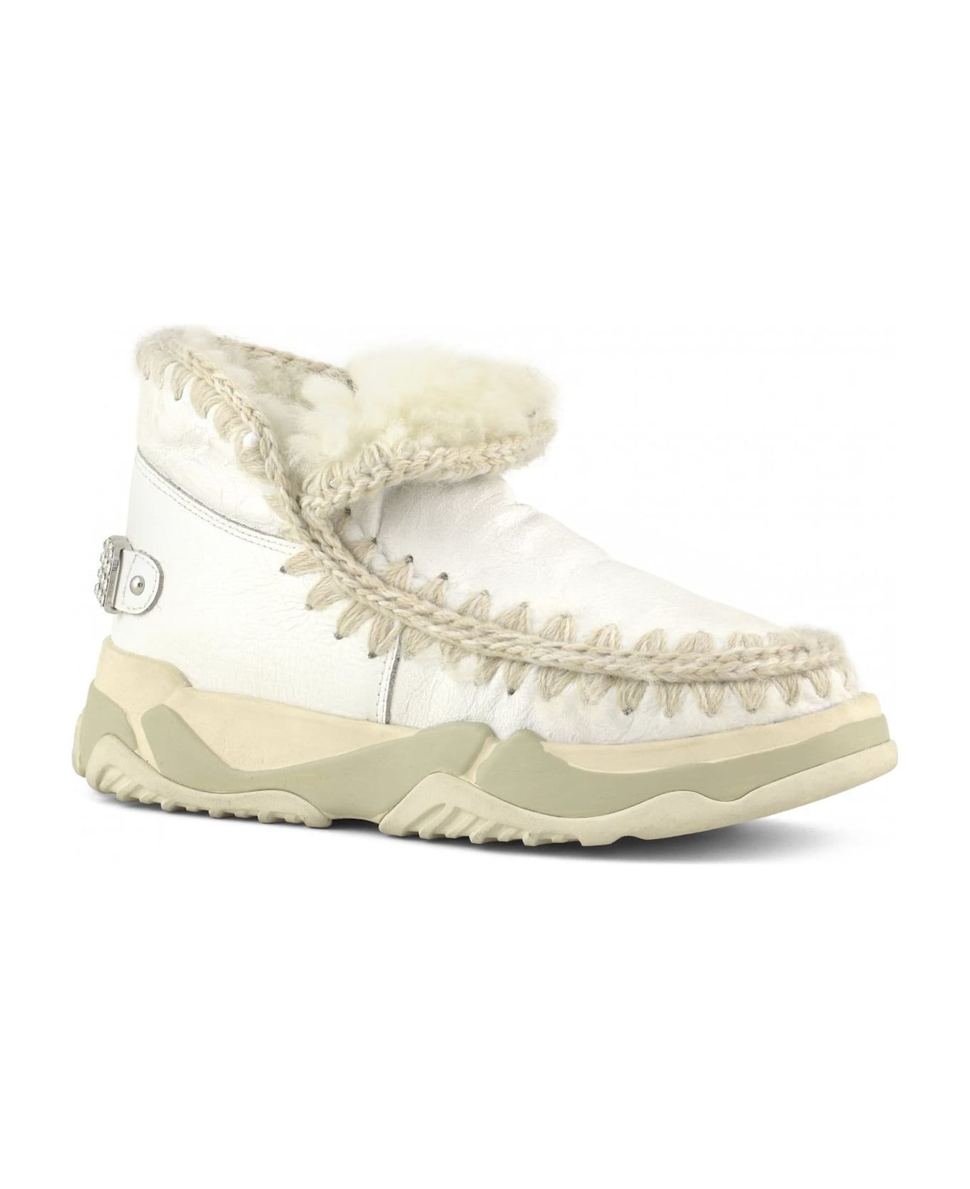 Mou Eskimo Trainer In White Sheepskin - White