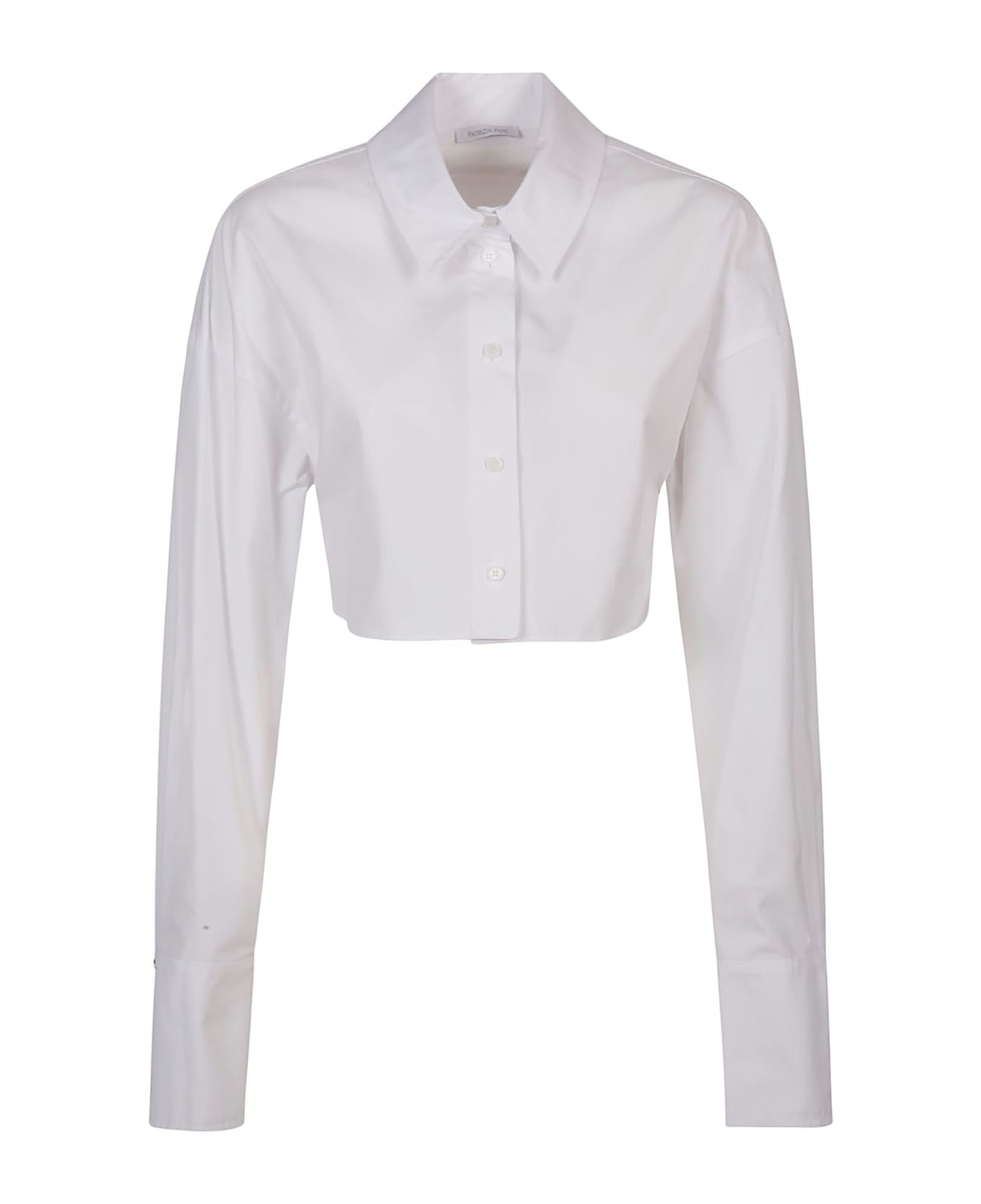 Patrizia Pepe Long Sleeve Cropped Shirt - Bianco Ottico