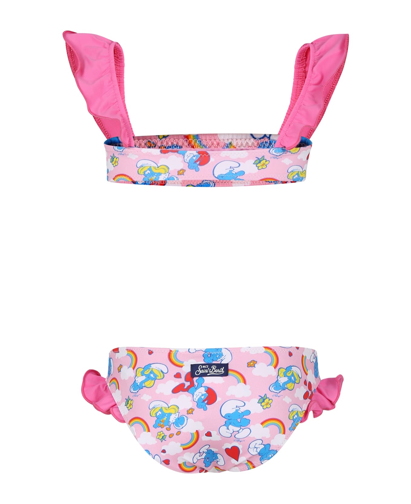 MC2 Saint Barth Pink Bikini For Girl With Smurfs Print - Pink 水着