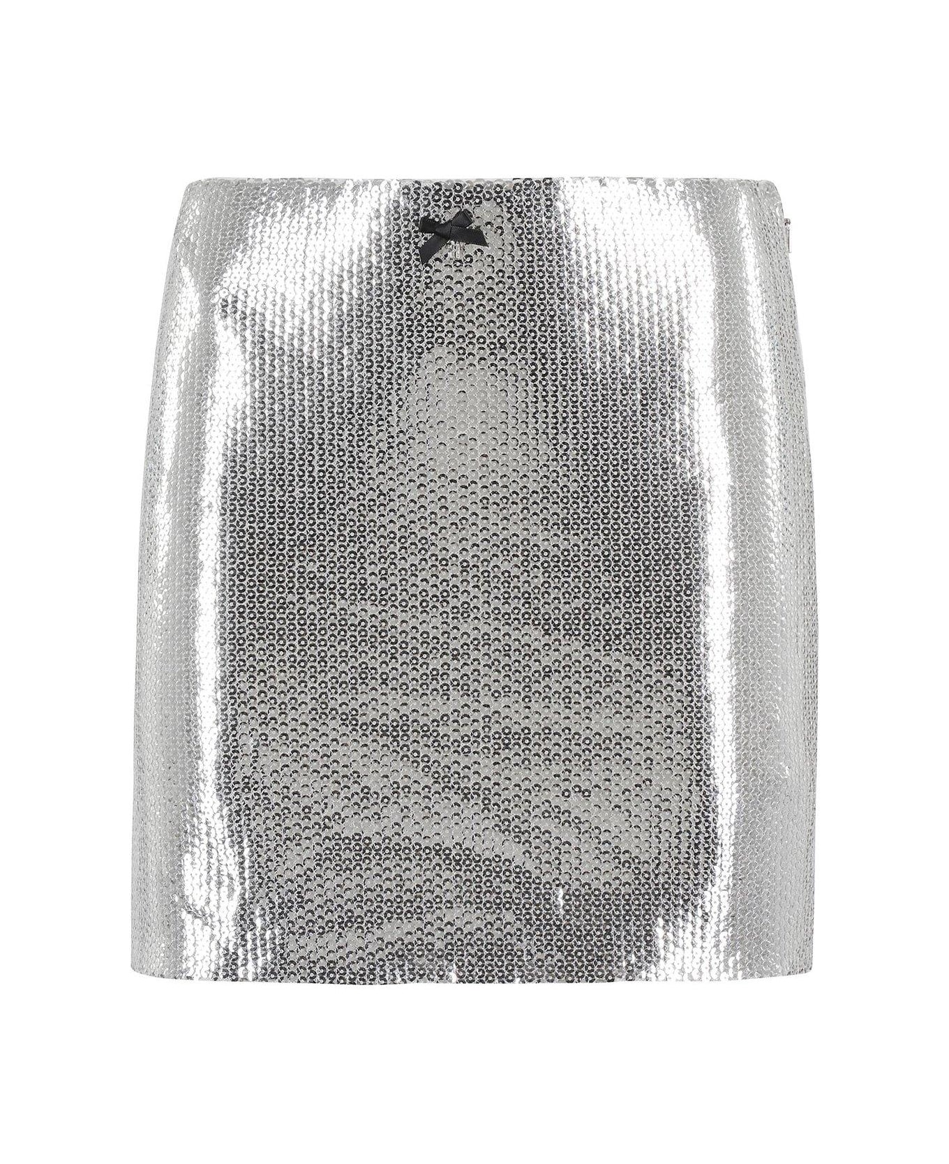 Rotate by Birger Christensen Sequin Mini Skirt - Silver