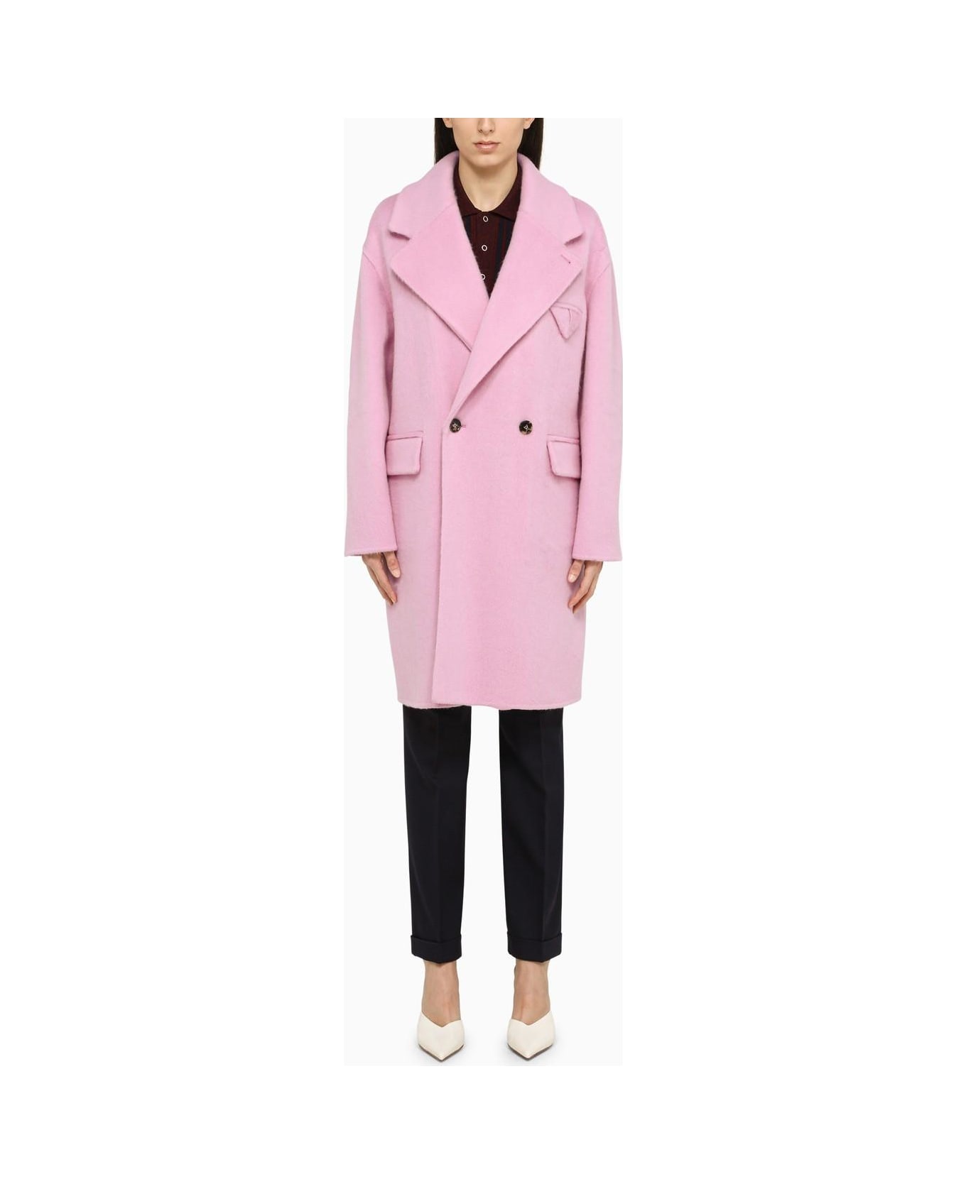 Bottega Veneta Pink Wool And Alpaca Coat - Pink コート