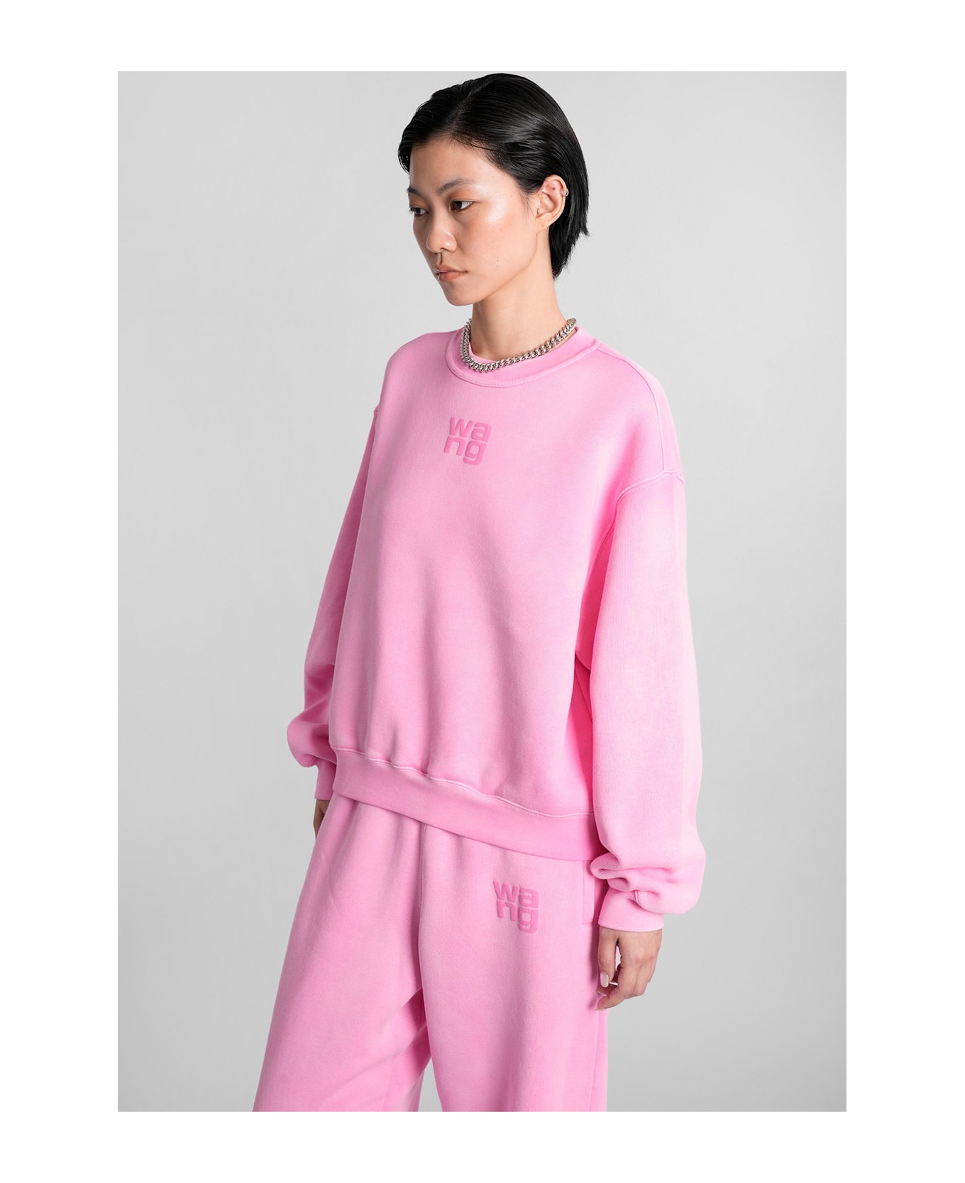 Alexander Wang Sweatshirt In Rose-pink Cotton - PINK